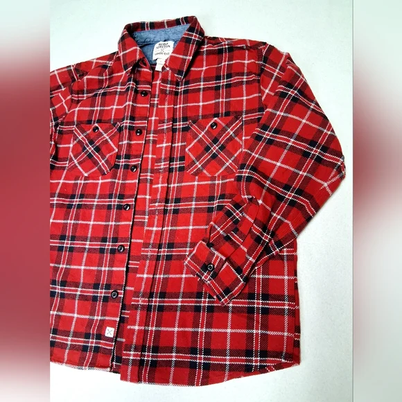BLAKE SHELTON Lands' End Red and Blue Plaid Shirt - Picture 2 of 5
